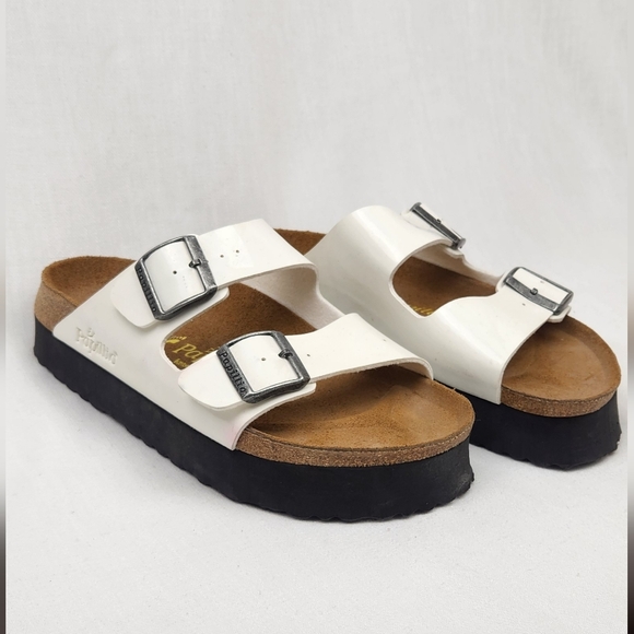 Papillio Shoes - Papillio By Birkenstock White Platform Slip-on Sandals.